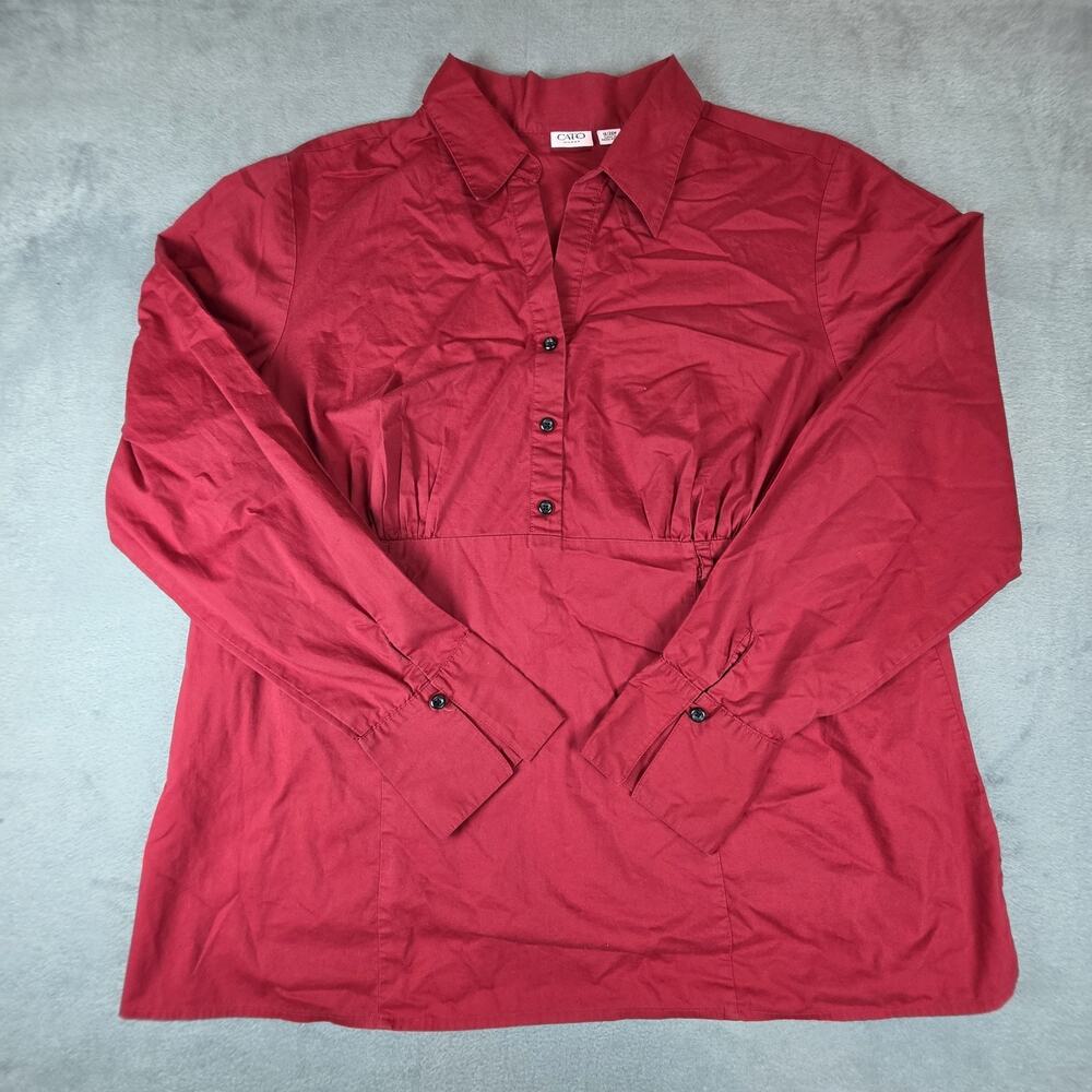 Cato Woman Red Blouse Womens 18/20W Plus Size Button Long Sleeve Top